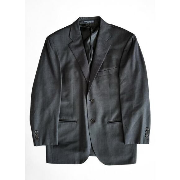 Vintage Polo Ralph Lauren 40R Grey Blazer Sport Coat Virgin Wool - Picture 1 of 13